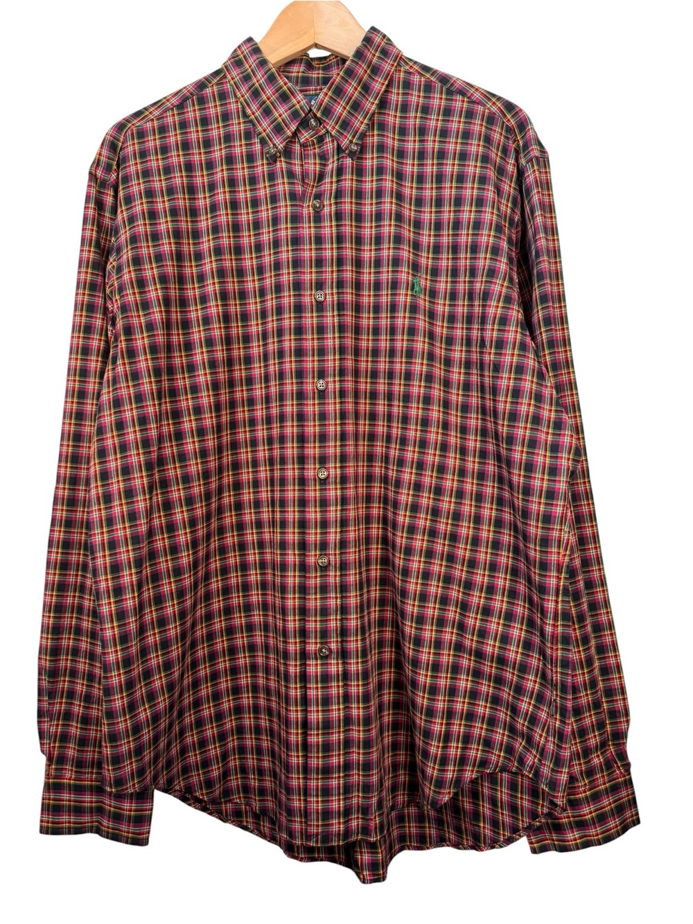 Polo Ralph Lauren Classic Fit Oxford Shirt Mens Large Red Multicolor Plaid